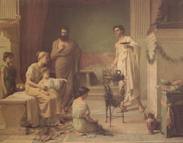 John William Waterhouse Sick Child brought into the Temple of Aesculapius (mk41) Norge oil painting art